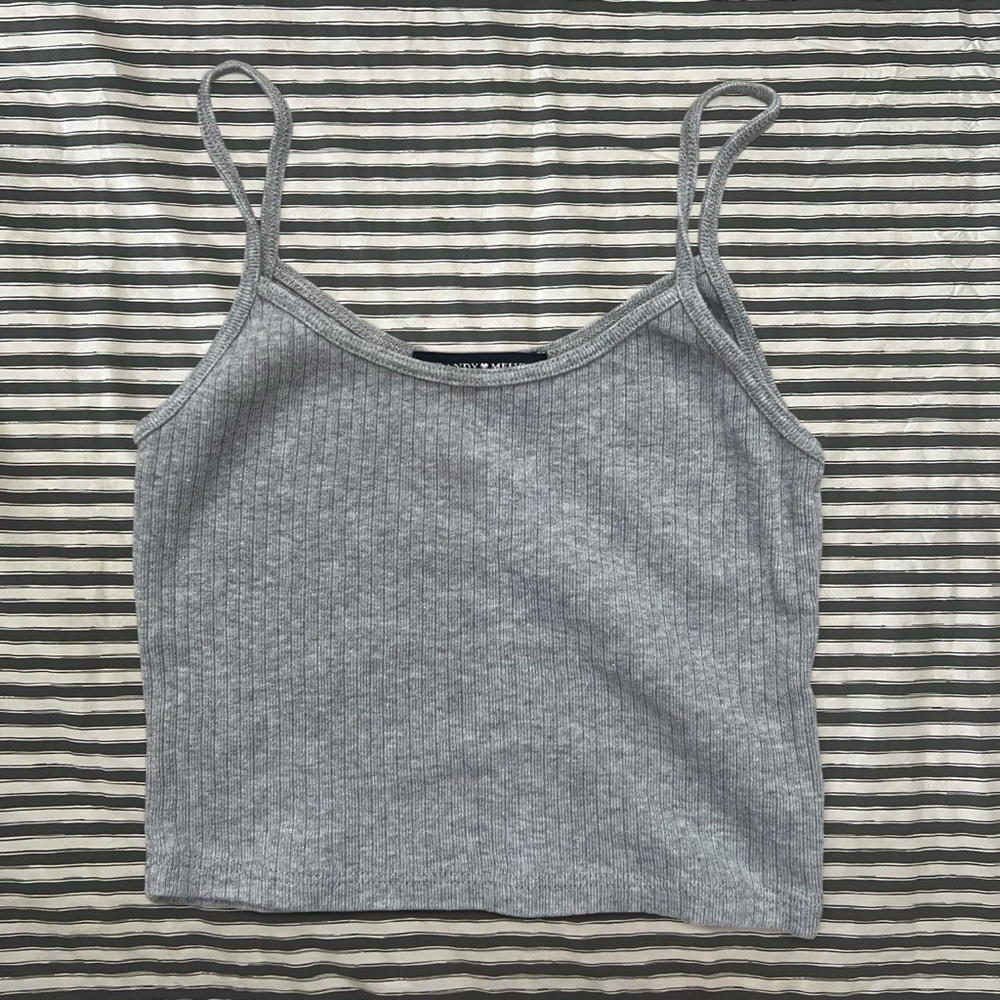 BUNDLE TANKS 3+ FOR $5 EACH Brandy Melville Gray Ribbed Spaghetti Strap Crop Top